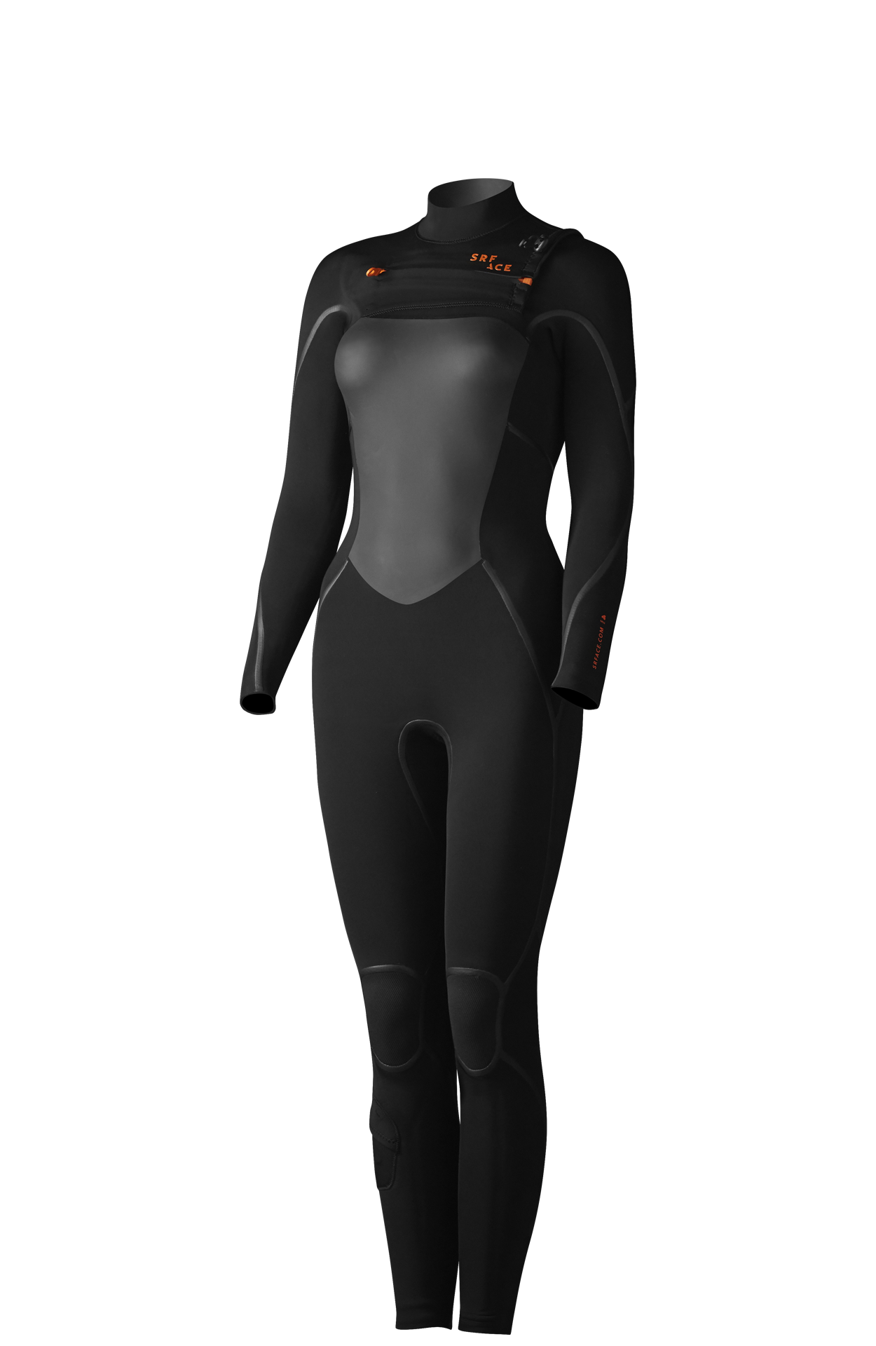 Front view of the SRFACE women’s Heat 3/2mm, 4/3mm, 5/4mm wetsuit from the outside.