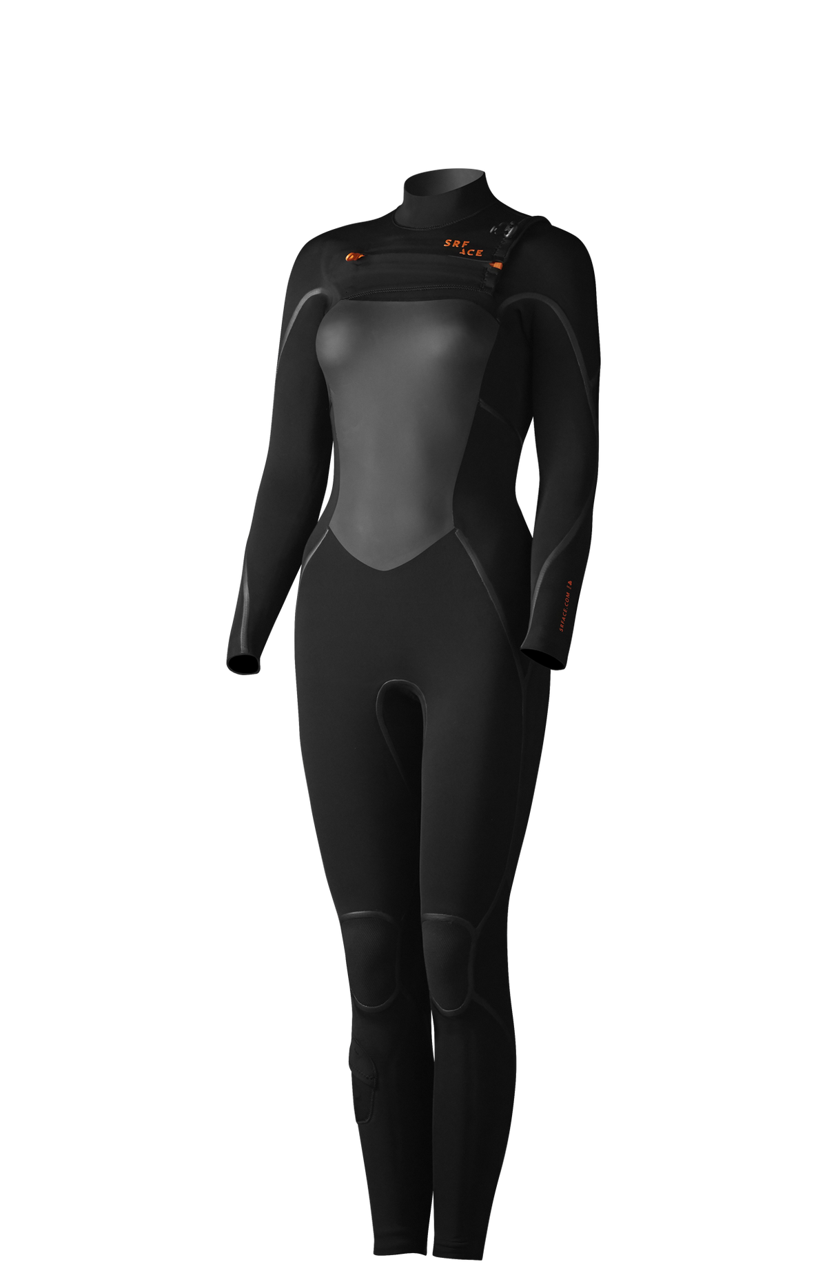 Front view of the SRFACE women’s Heat 3/2mm, 4/3mm, 5/4mm wetsuit from the outside.